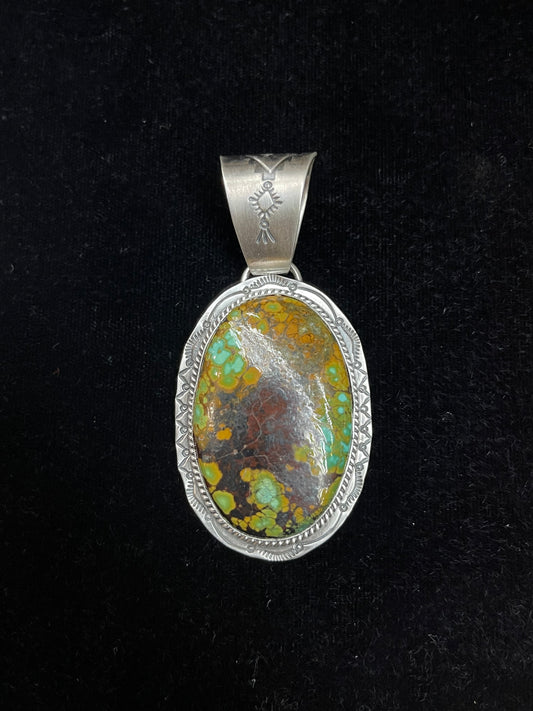 12.9mm Bale Mantis Turquoise Pendant by J. Piaso, Jr Navajo