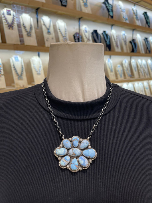 18" Golden Hills Turquoise Cluster Necklace by Augustine Largo, Navajo