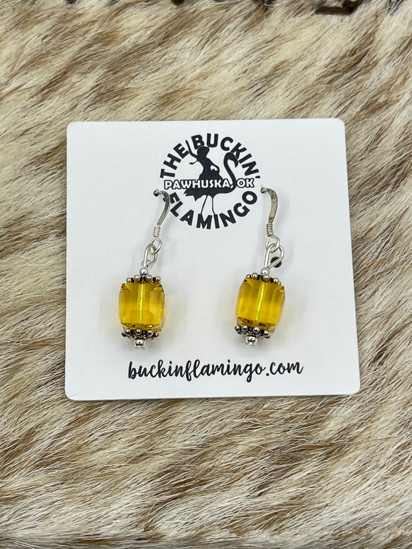Yellow Swarovski Crystal Dangle Earrings