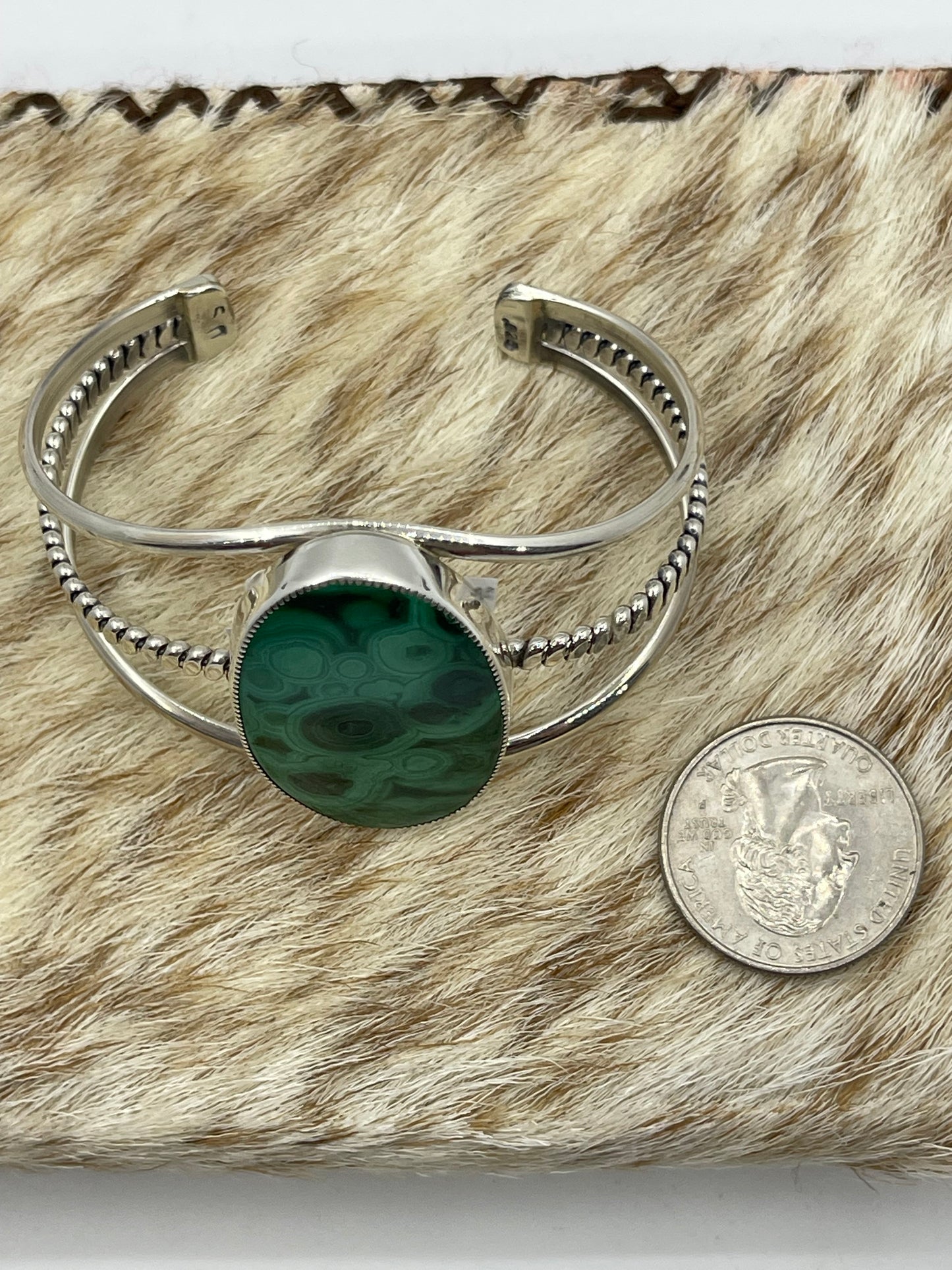 5 1/2"-7" Malachite Chrysocolla Cuff by Dvane Smith, Navajo