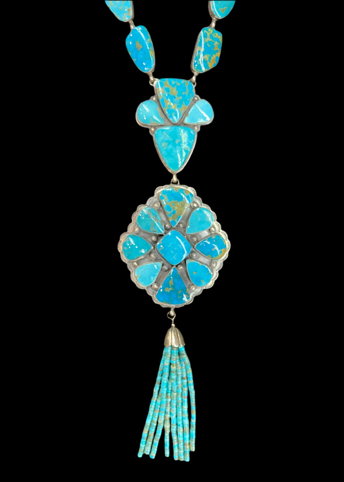 26” Kingman Turquoise Lariat by Calvin Delgarito, Navajo