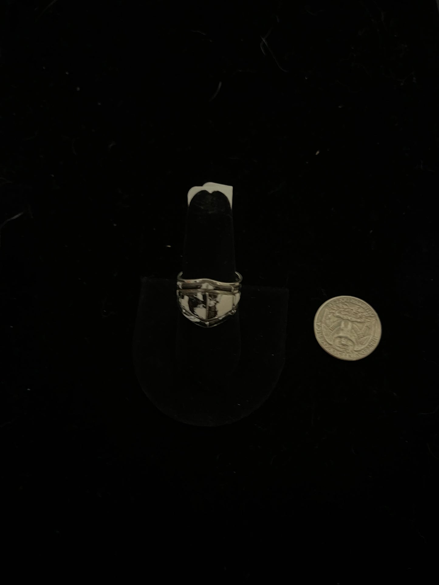 LOT 26 B - 8.5 White Buffalo Inlaid Ring