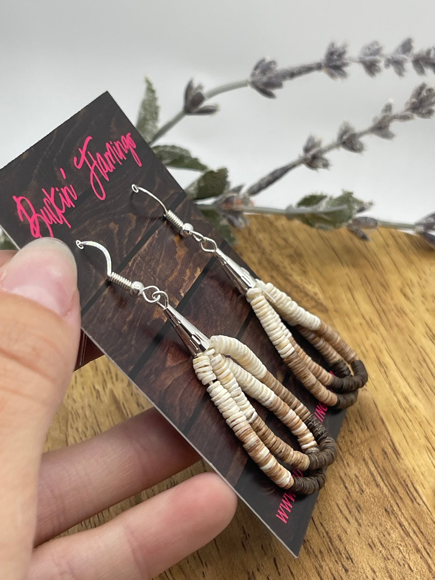 Ombre Melon Shell Teardrop Dangle Earrings by Ramona Calabaza, Santo Domingo