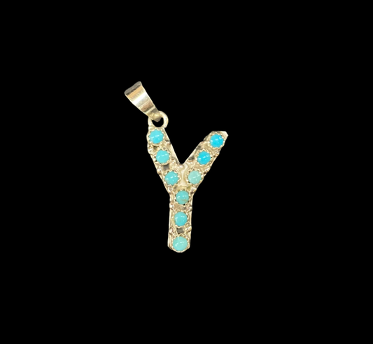 "Y" Turquoise Pendant by Scott Skeets, Navajo