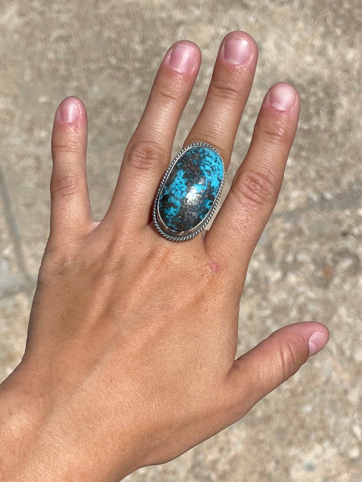 7.0 Persian Turquoise Ring by John Nelson, Navajo