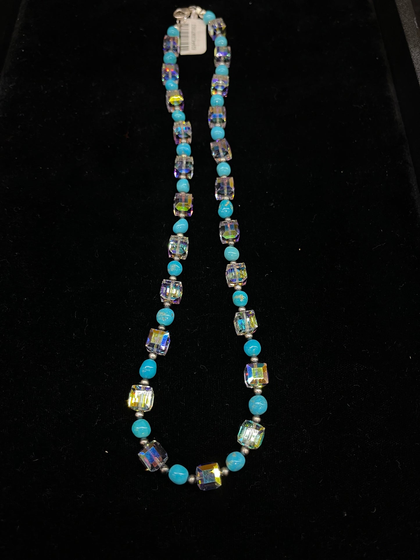 9" Swarovski Crystal and Turquoise Nugget Necklace