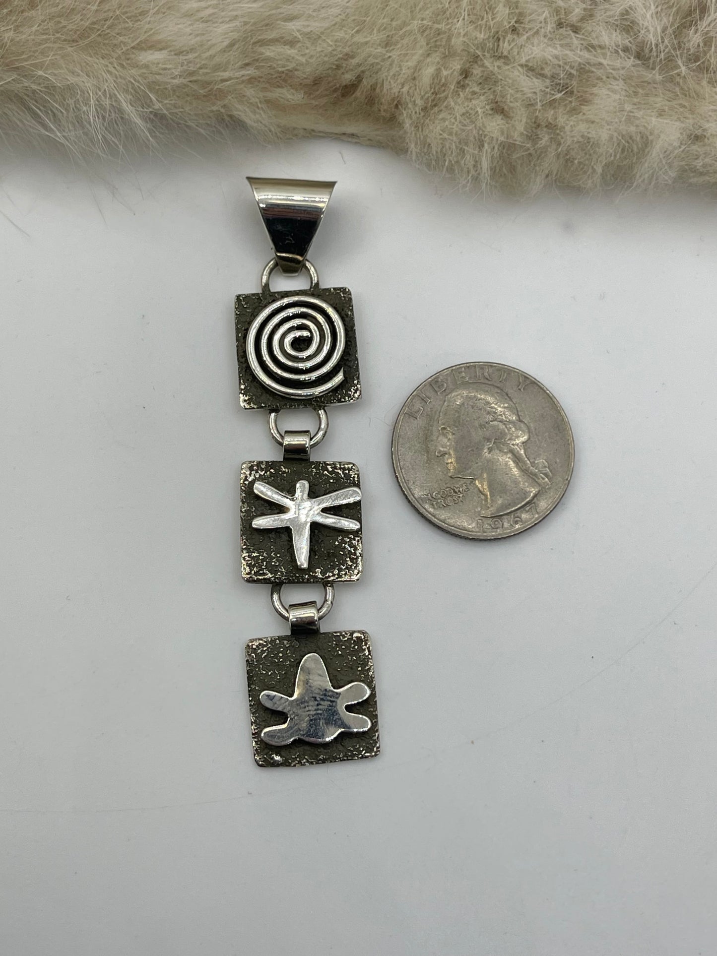 7mm Bail Triple Dangle Mini Petroglyph Pendant by Alex Sanchez, Navajo