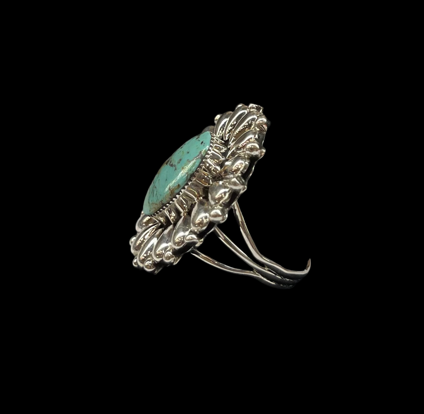 11.0 Kingman Turquoise Ring by Charlene Yazzie, Navajo