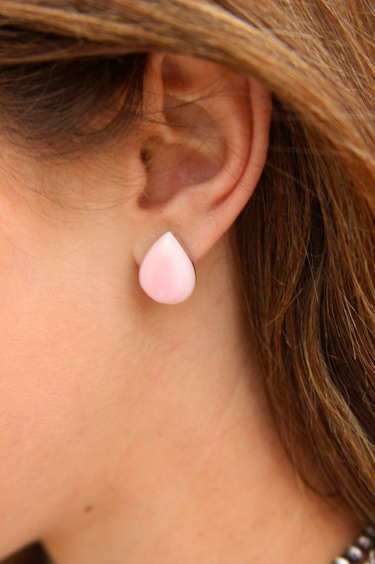 Pink Conch Shell Tear Drop Earrings