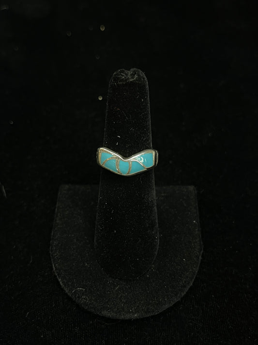 6.5 Turquoise Inlay Ring by Orena Leekya, Zuni