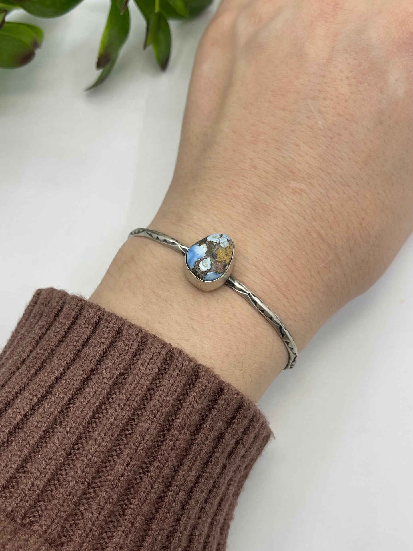 5.5" - 7" Golden Hills Turquoise Teardrop Cuff