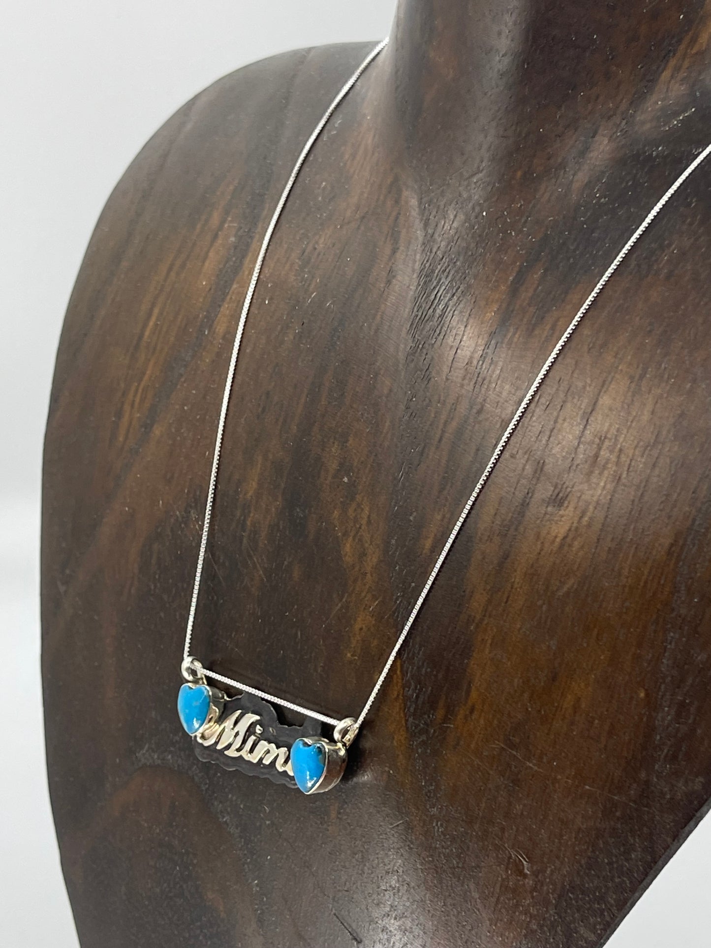 16" Turquoise Heart "MIMI" Necklace by Myra Benally, Navajo