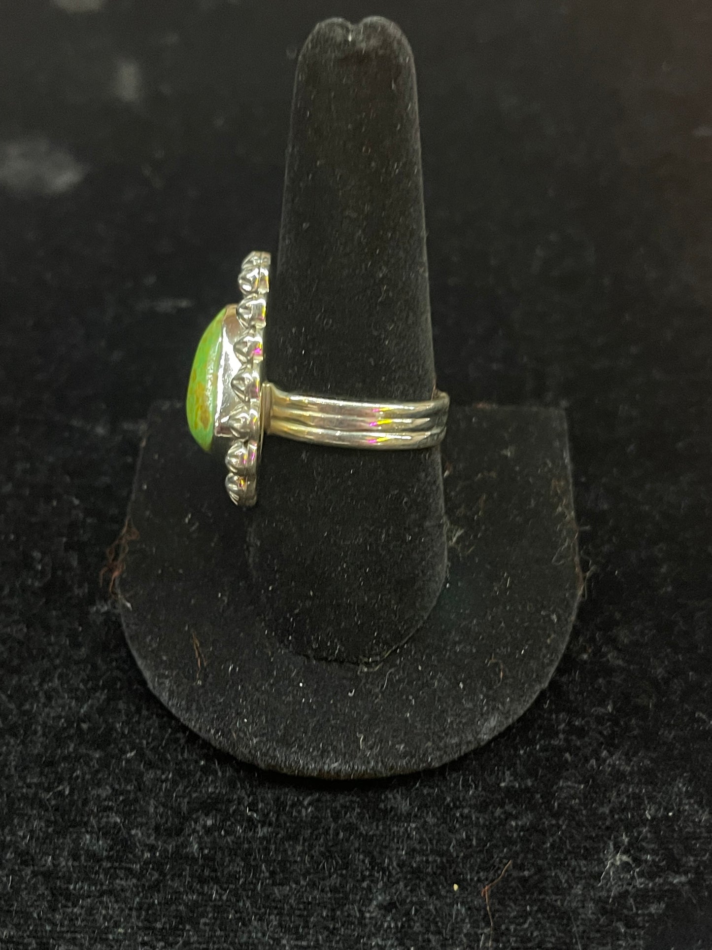 Green Pixie Turquoise Triangle Ring size 9