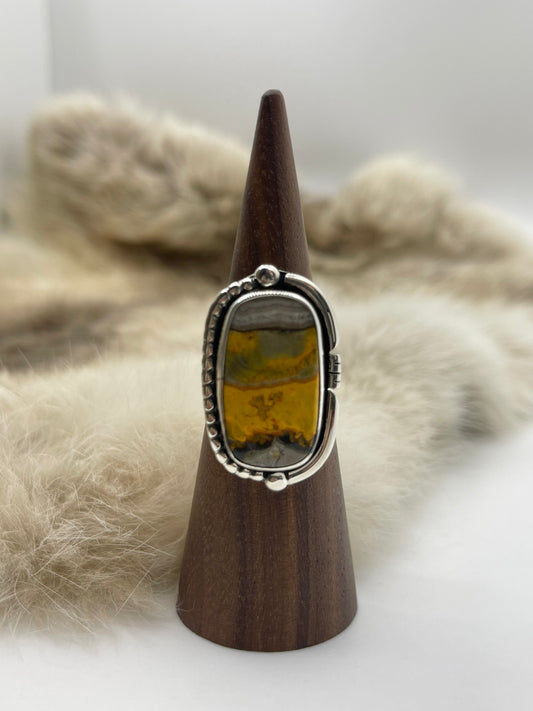 8.0 Bumblebee Jasper Rectangle Ring