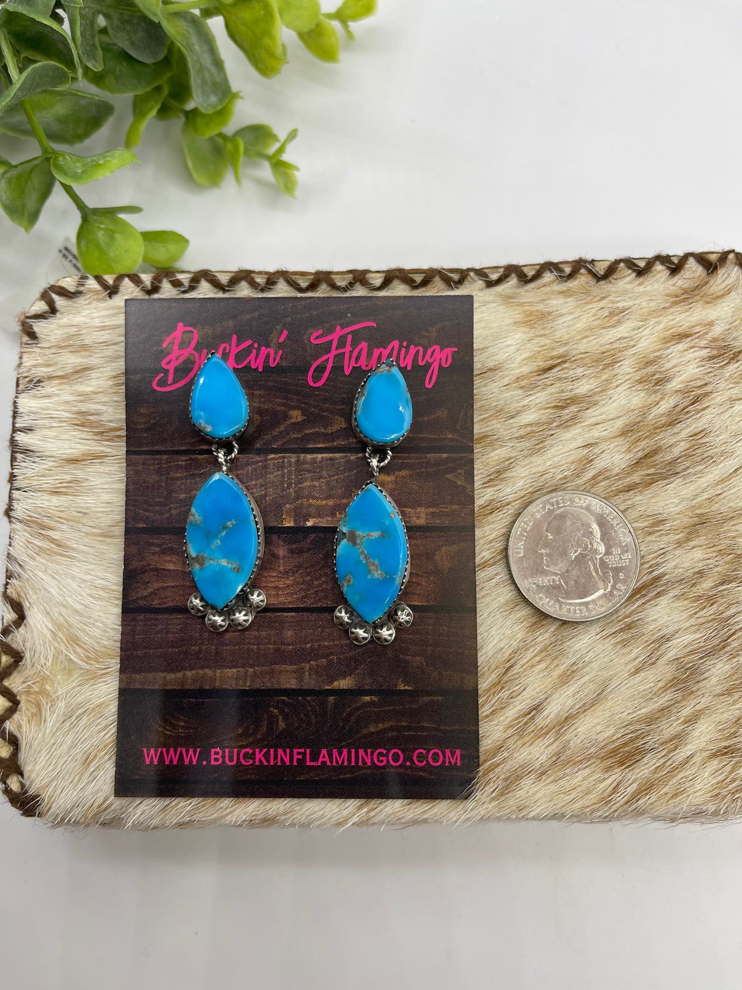 2 Stone Earrings by Selina Warner, Navajo