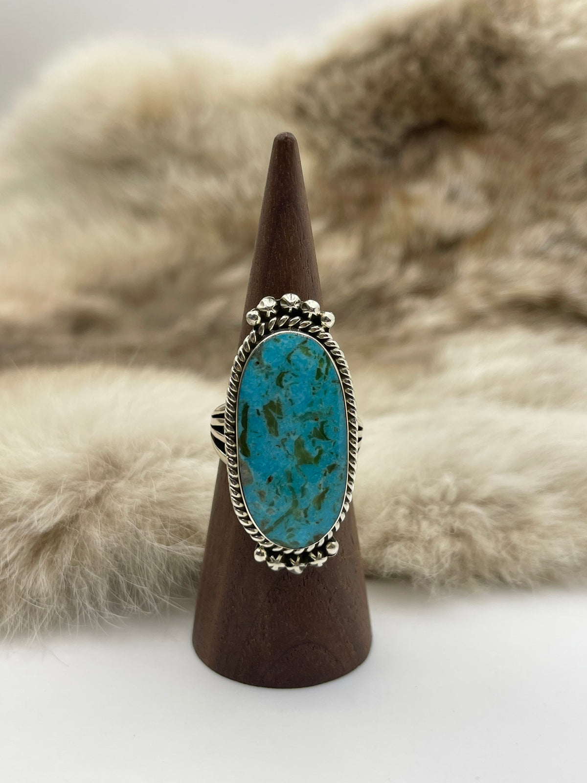 9.0 King Turquoise Ring by Michael Yazzie, Navajo