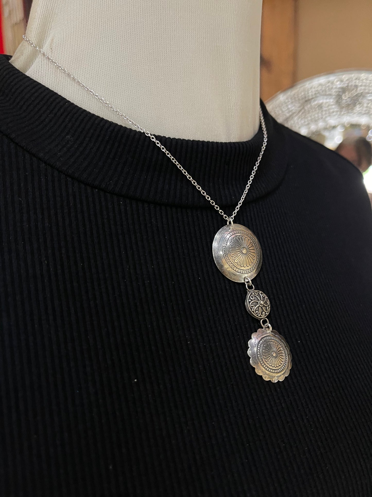 16" Triple Concho Dangle Necklace