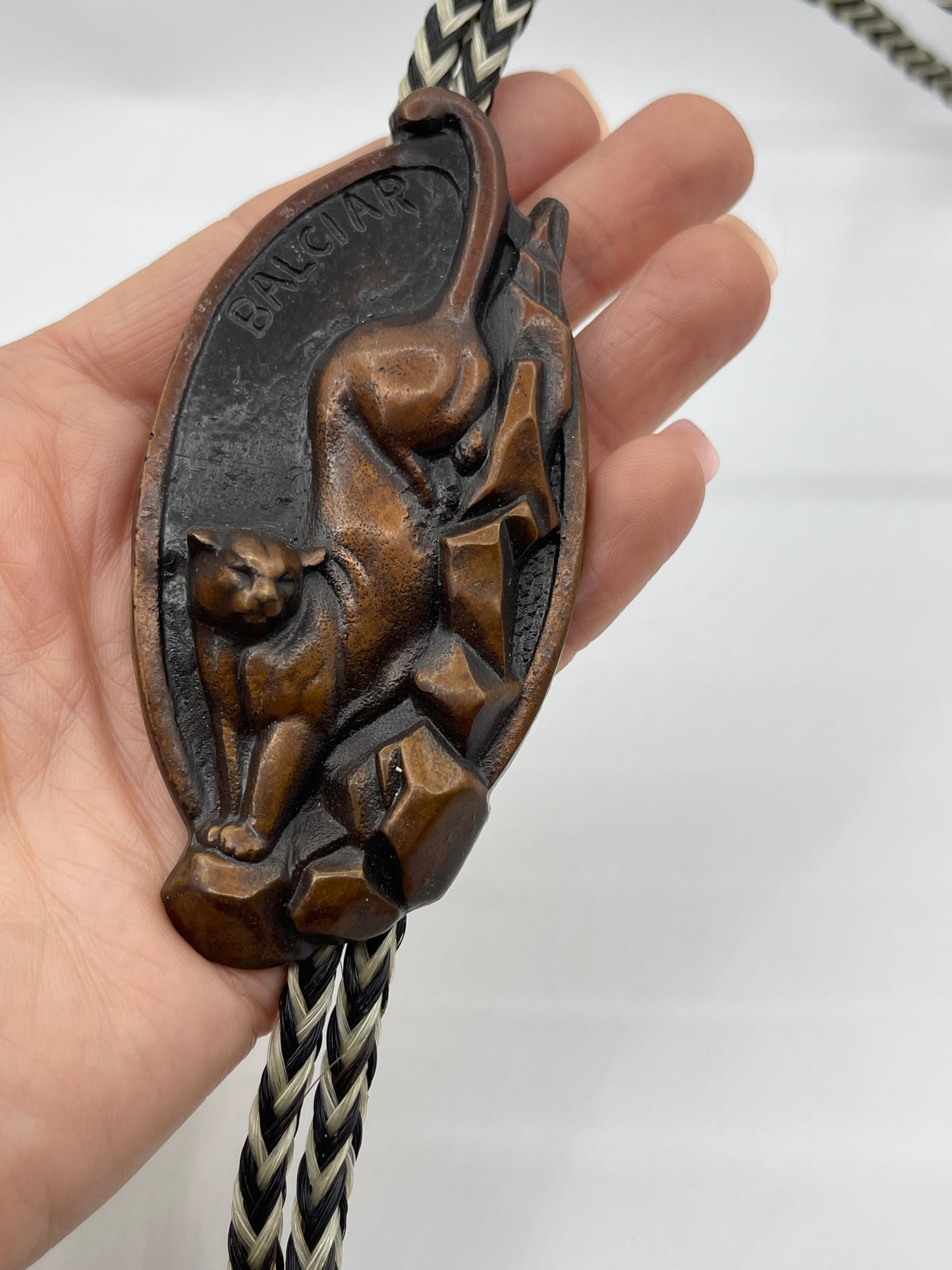 Bronze Bolo Tie on Horse Hair