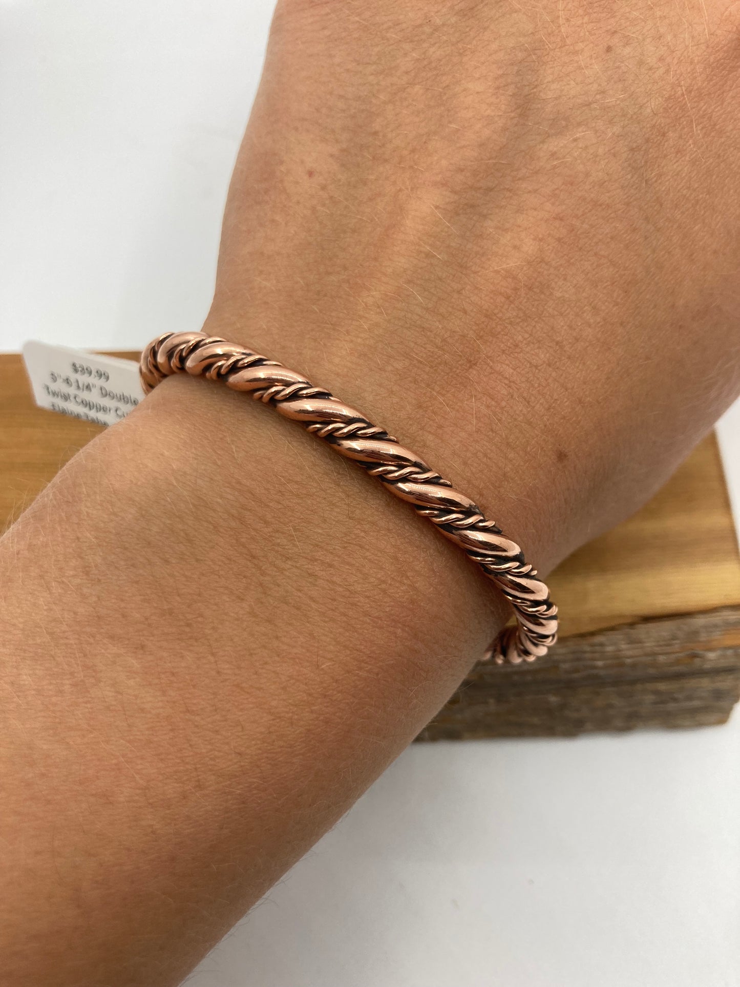 5"-6 1/4" Double Twist Copper Cuff by Elaine Tahe, Navajo