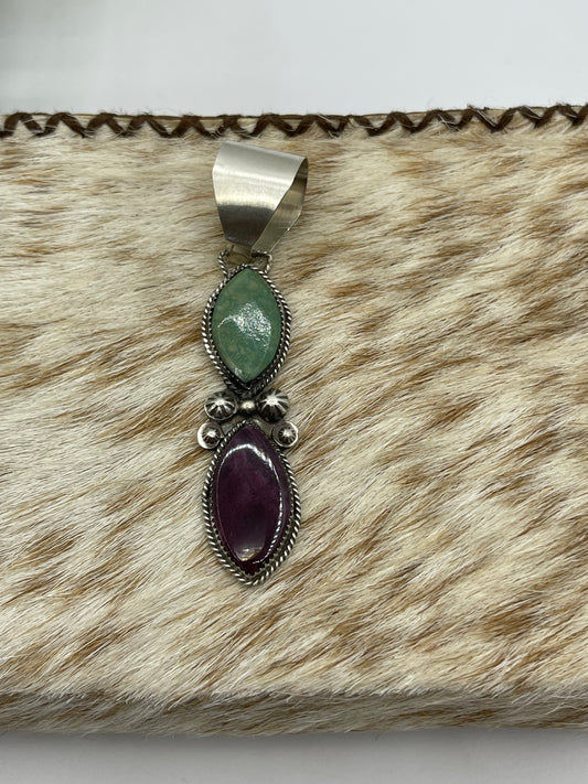 2 Stone Pendant by Selina Warner, Navajo