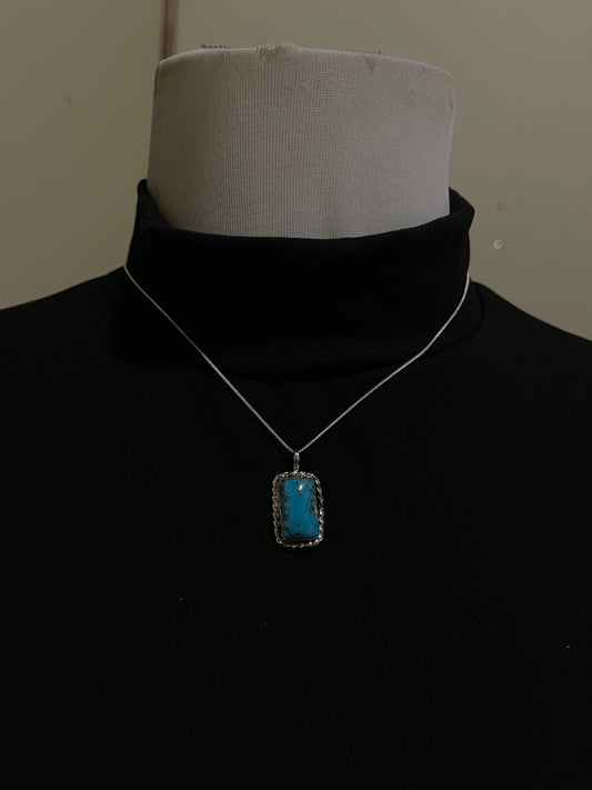 16" Turquoise Rectangle Necklace by Myra Benally, Navajo