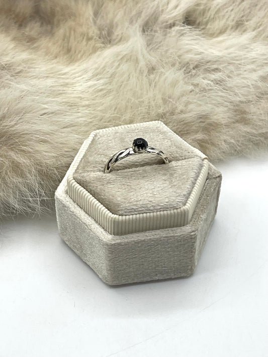 6.5 Tiny Black Onyx Ring by Kenny Lonjose, Navajo