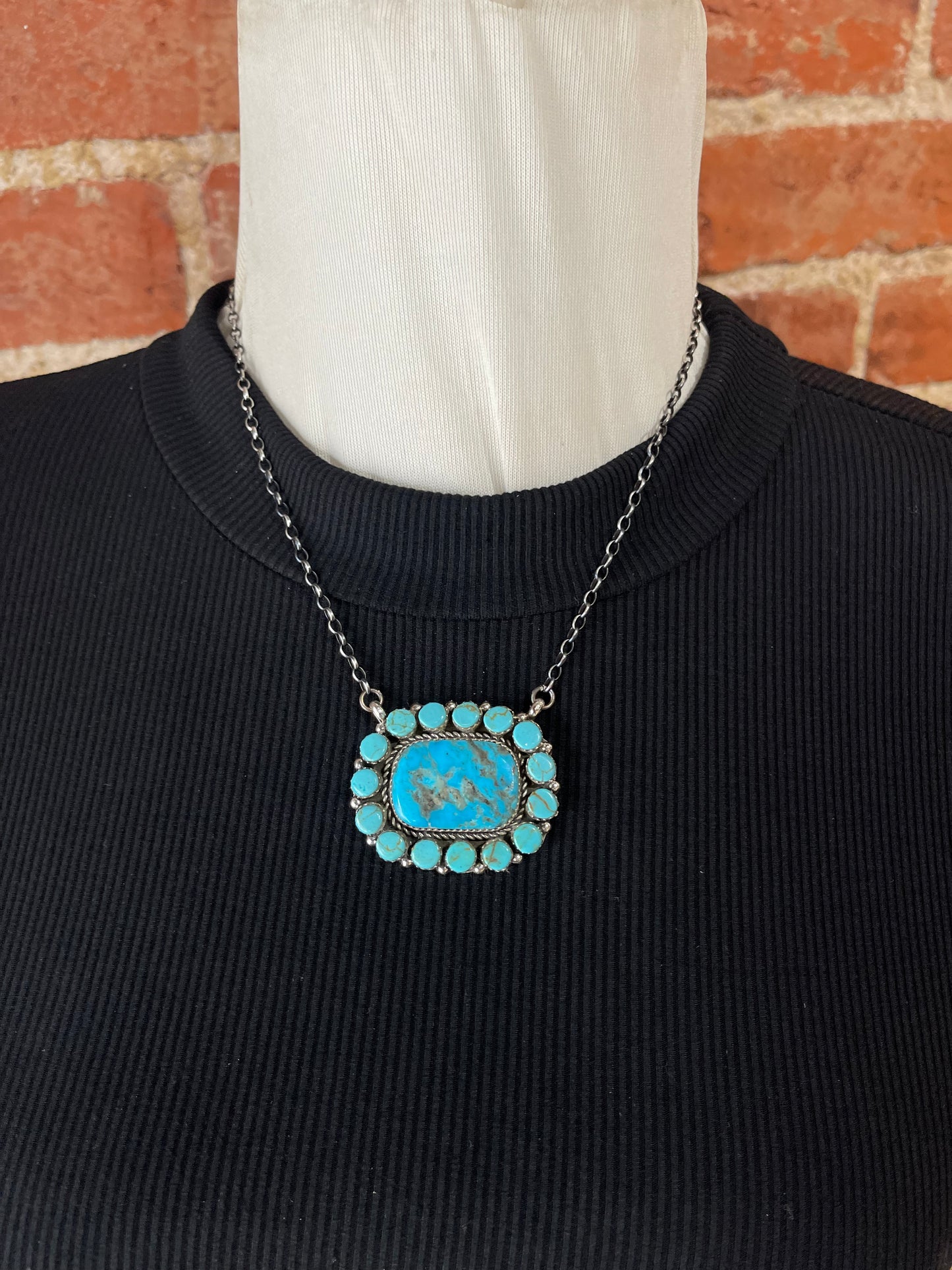 Turquoise Cluster Necklace by Larry Etsitty, Navajo