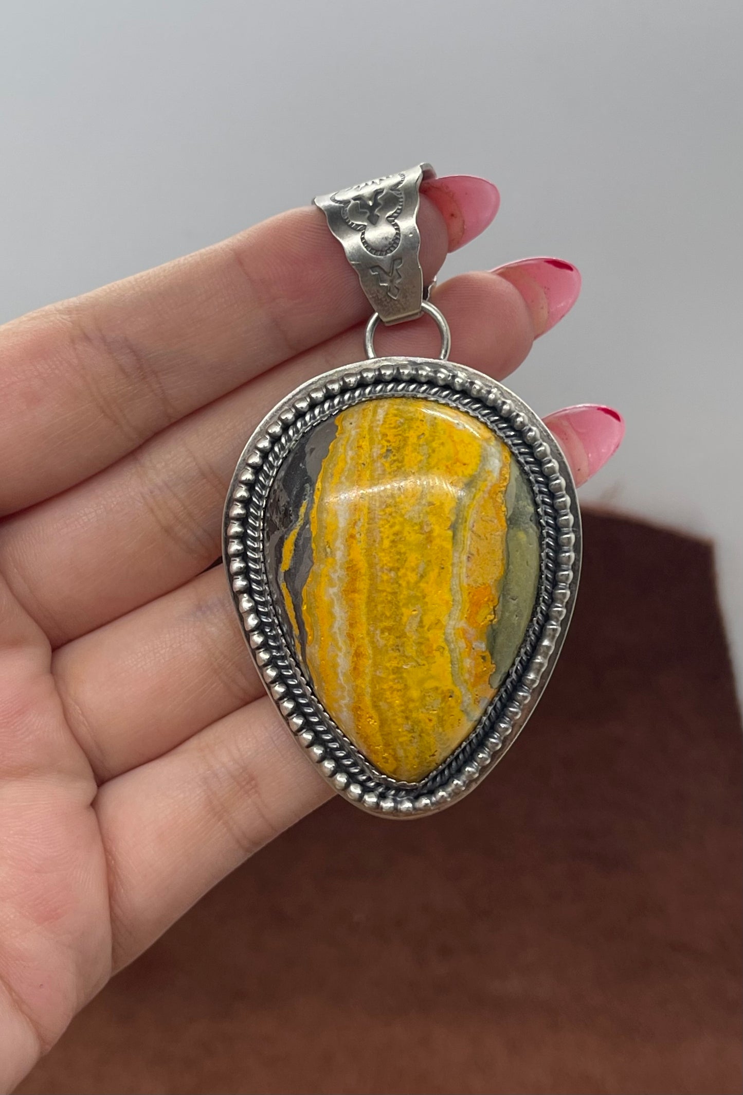 11.2mm Bail Bumblebee Jasper Pendant by Kevin Begay, Navajo
