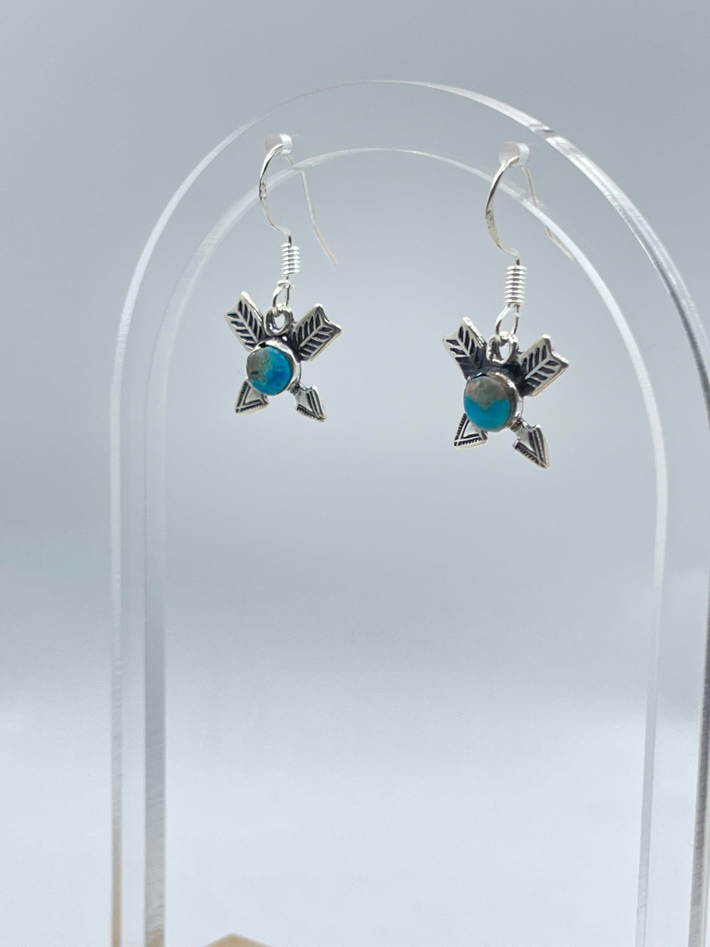 Crossed Arrow Turquoise Dangle Earrings