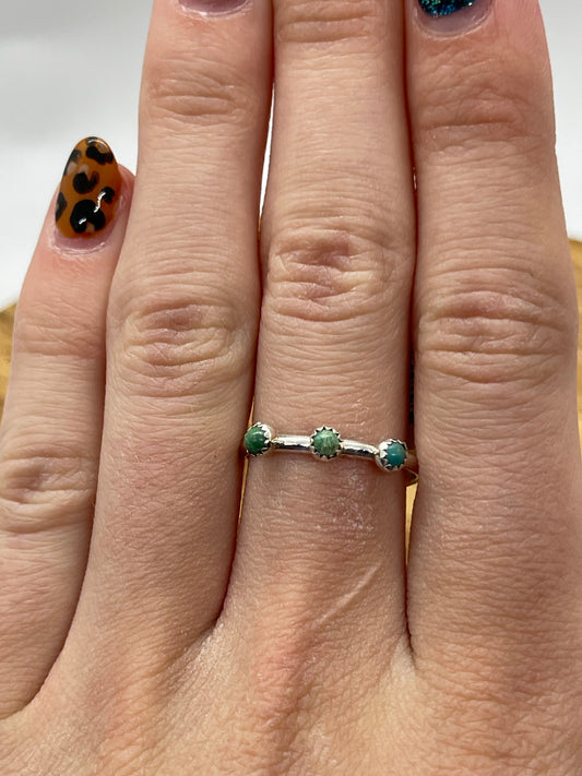 4.5 3 Stone Turquoise Dainty Ring