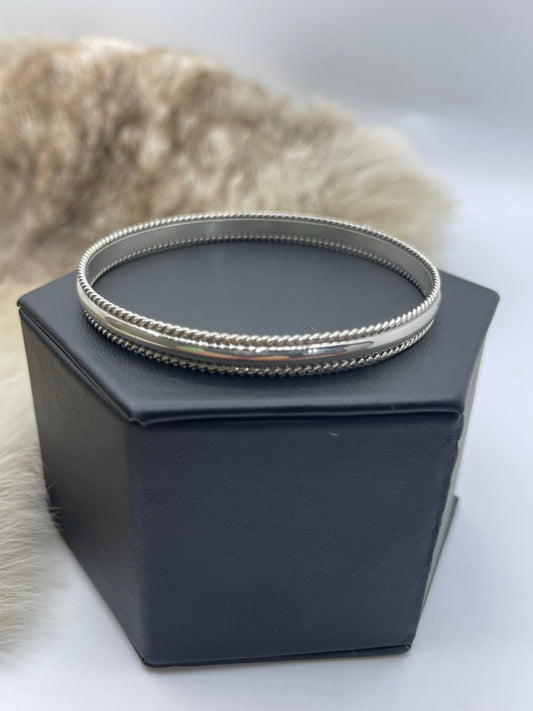 8.25" Silver Bangle by Elaine Tahe, Navajo