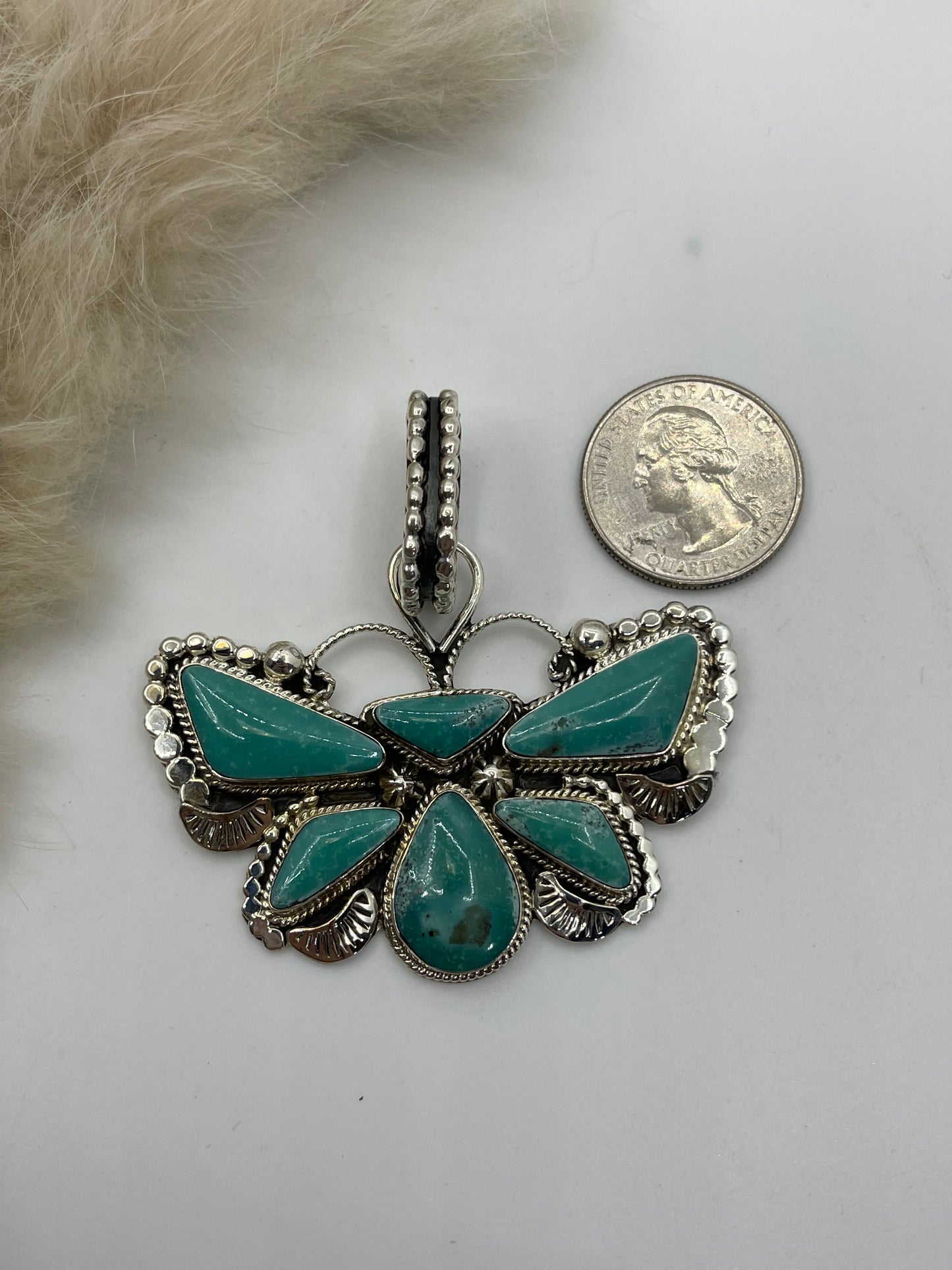 Kingman Turquoise Butterfly Pendany by Phyllis A. Smith, Navajo
