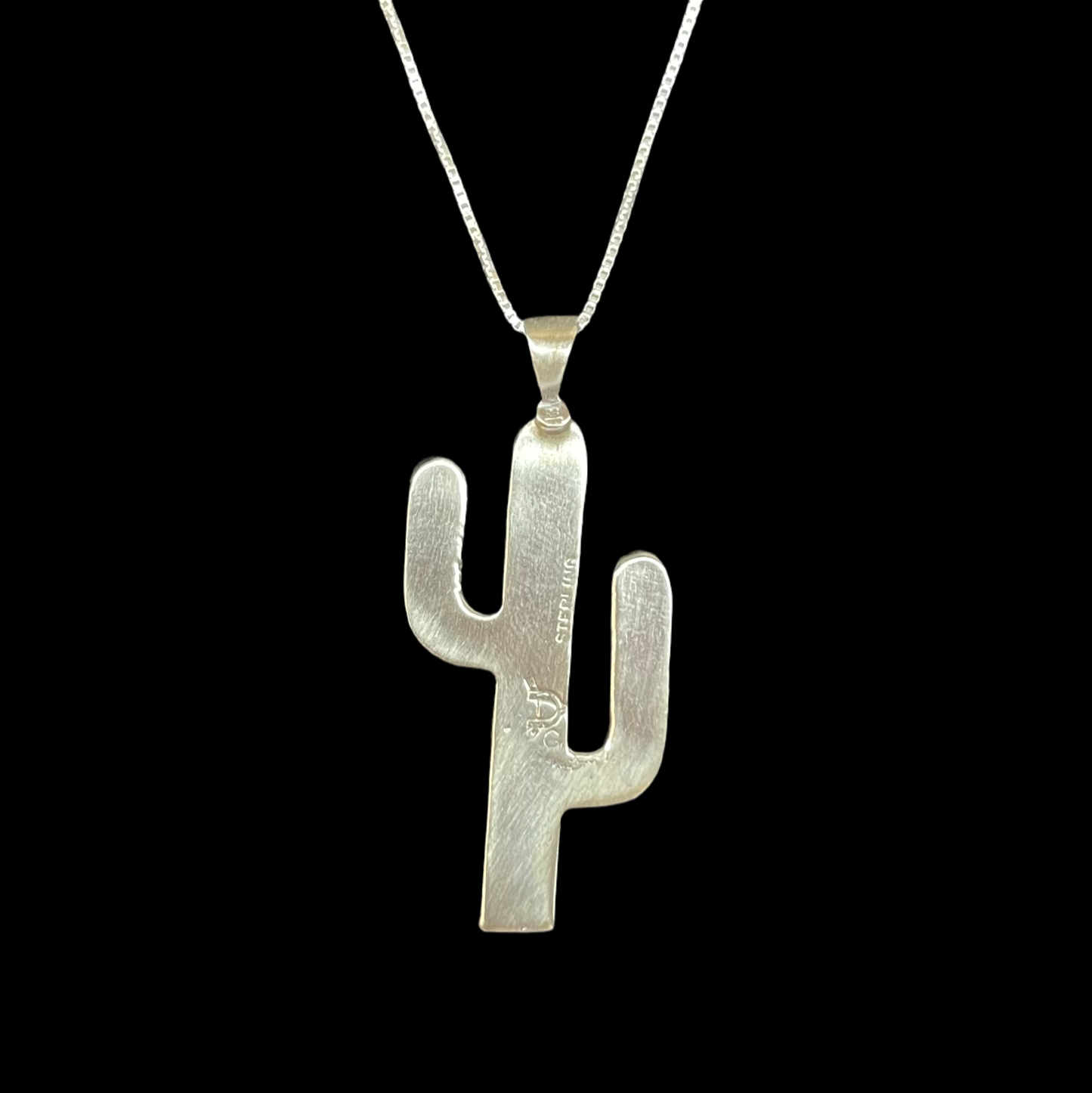 Sterling Silver Cactus on a 14" Box Chain by Louise Joe, Navajo