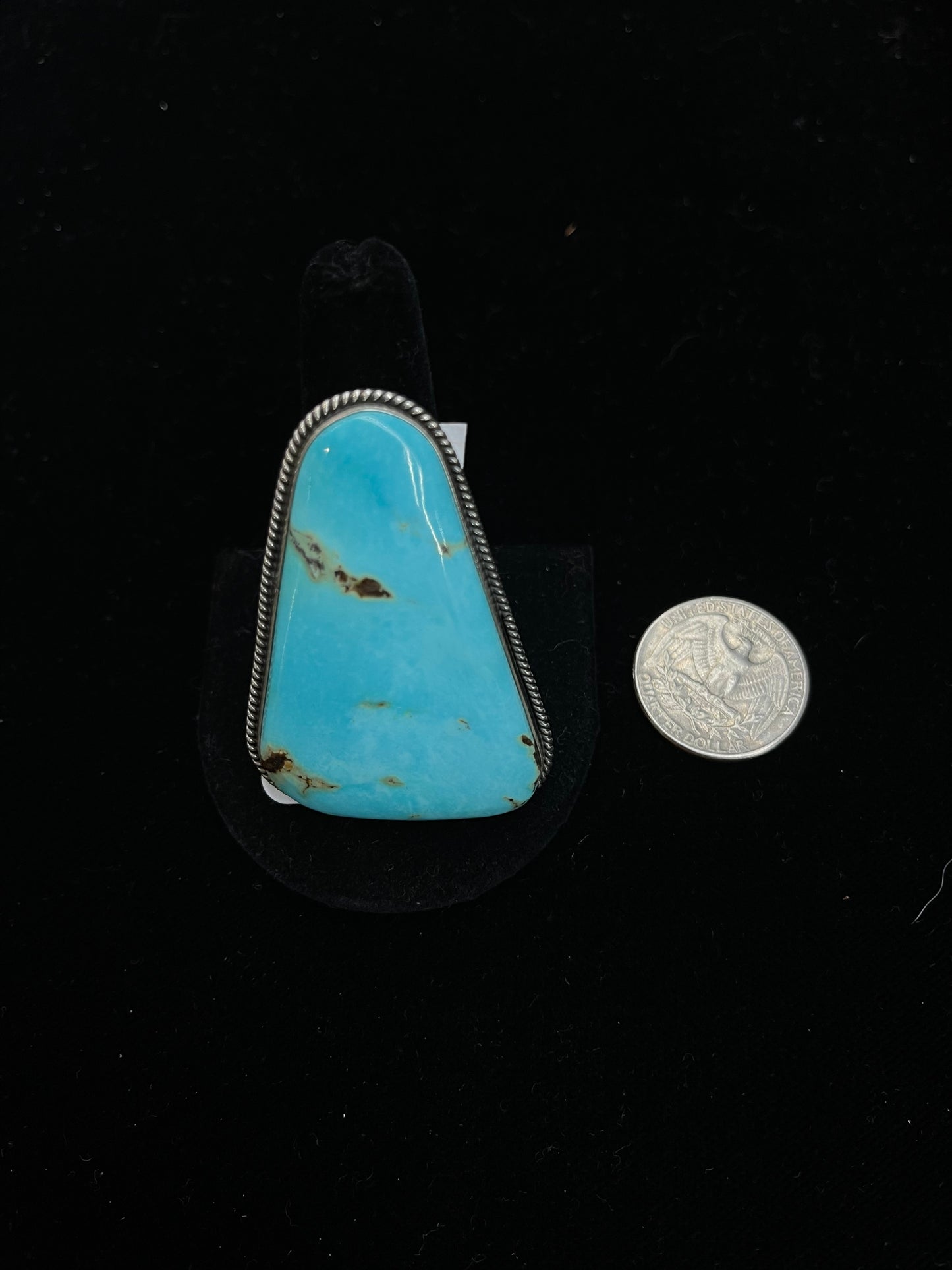 10.0 Turquoise Triangle Ring by D.Cadman, Navajo