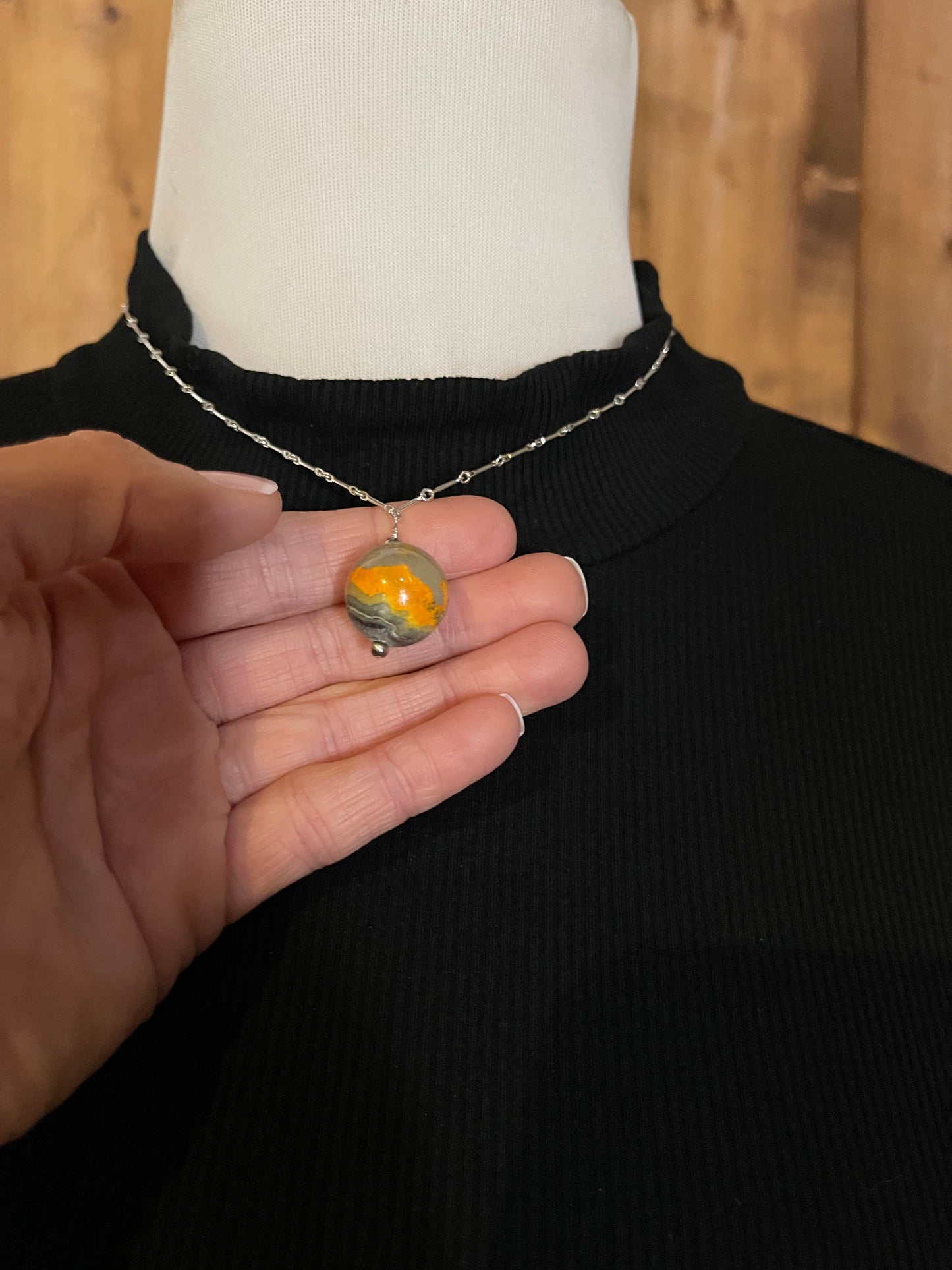 16" Necklace with 18mm Bumblebee Jasper Drop