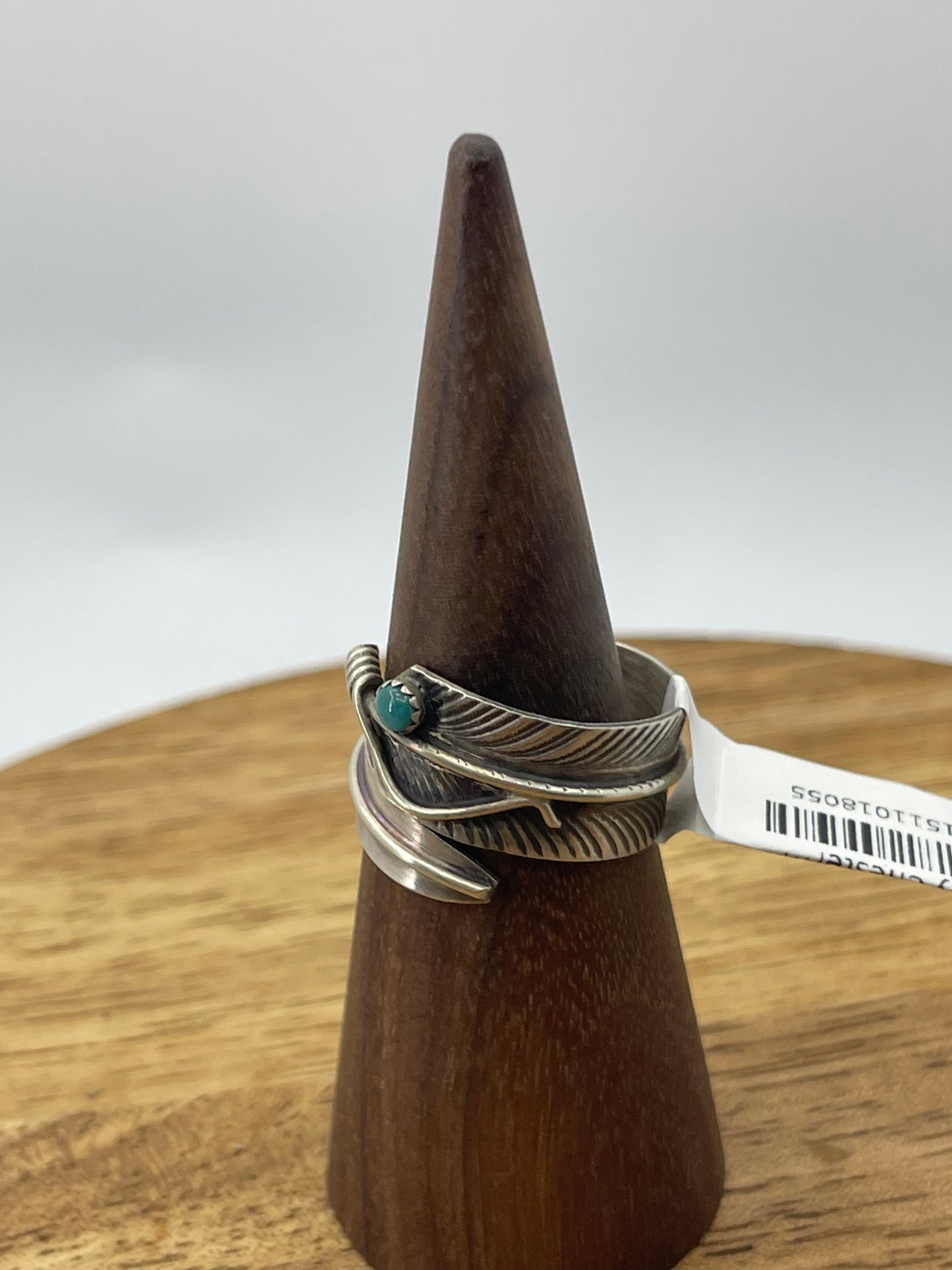 Adjustable Turquoise Feather Ring by Chester Charley, Navajo