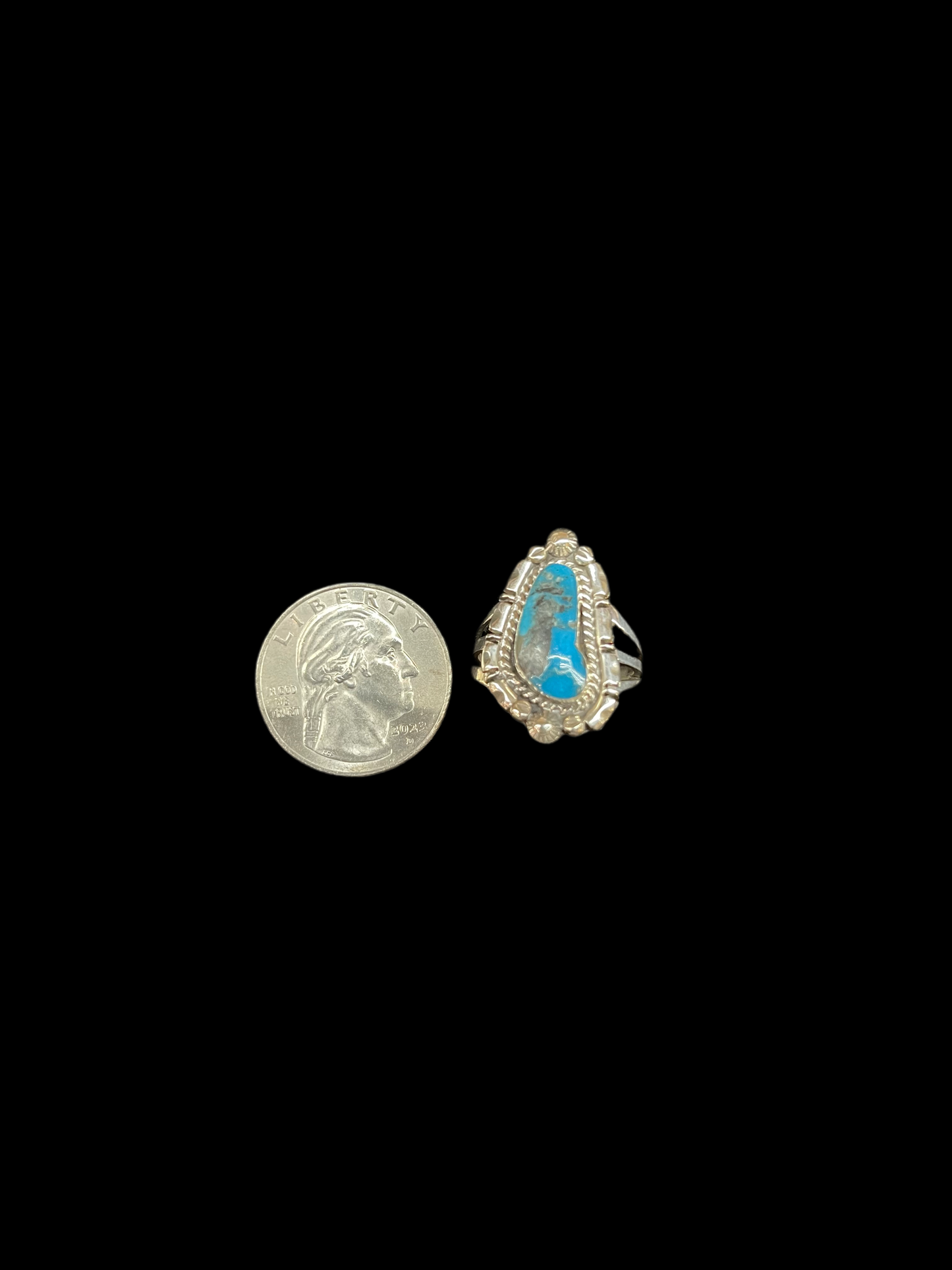 9.0 Turquoise Ring by Alice Sanders, Navajo