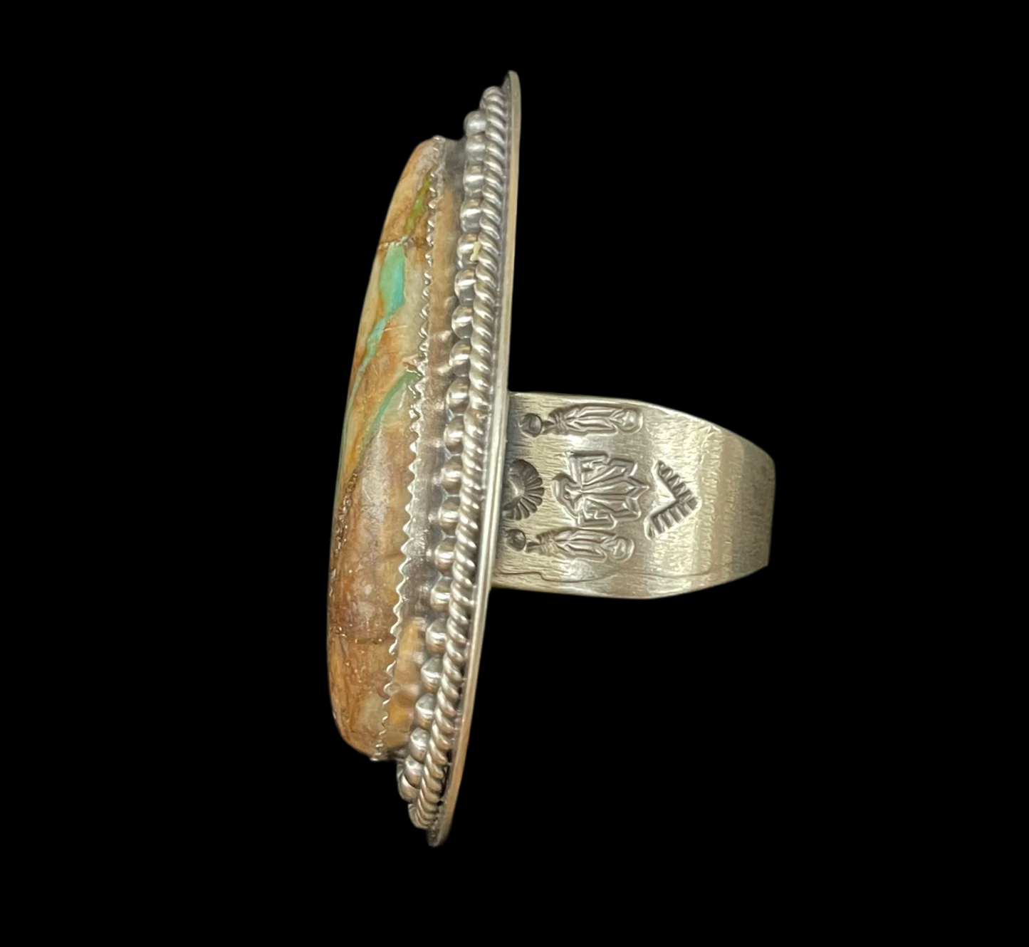 8.5 Ribbon Turquoise Ring by Kevin Nez, Navajo