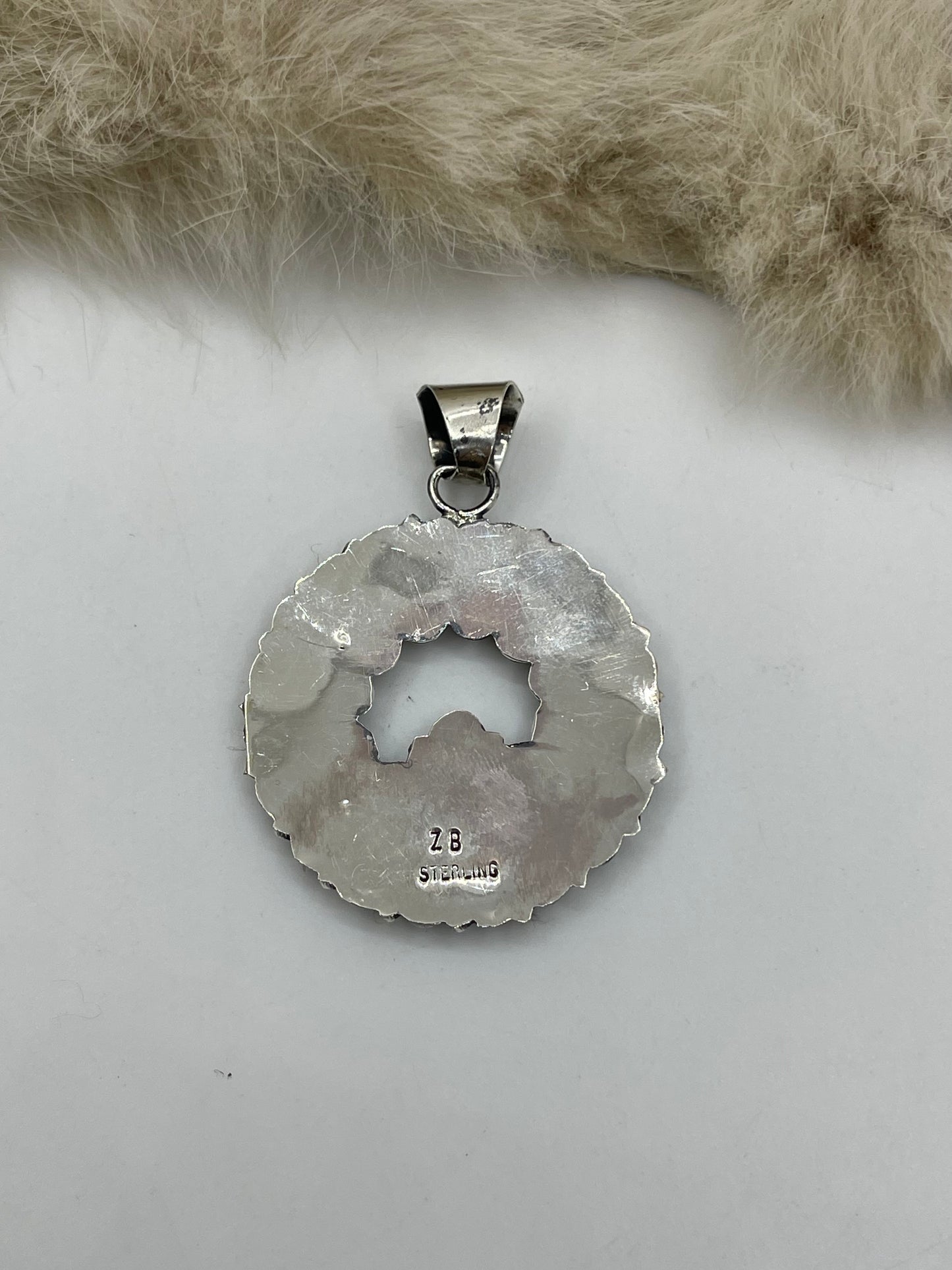 LOT 76 8/23 8.8mm Bail Turquoise Cluster Pendant by Zeita Begay, Navajo