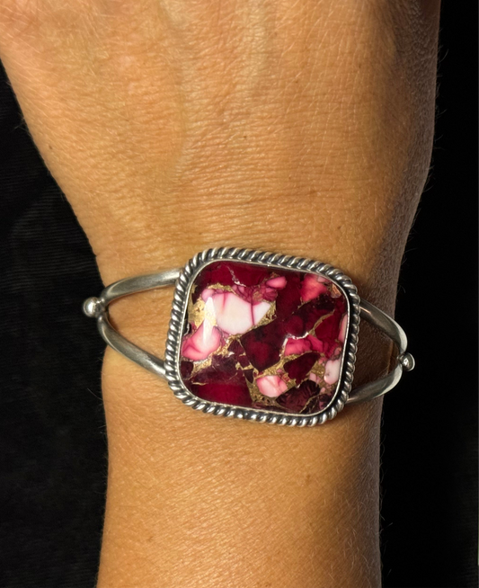 5 1/2" to 7" Dahlia Rose Adjustable Cuff by Alfred Martinez, Navajo