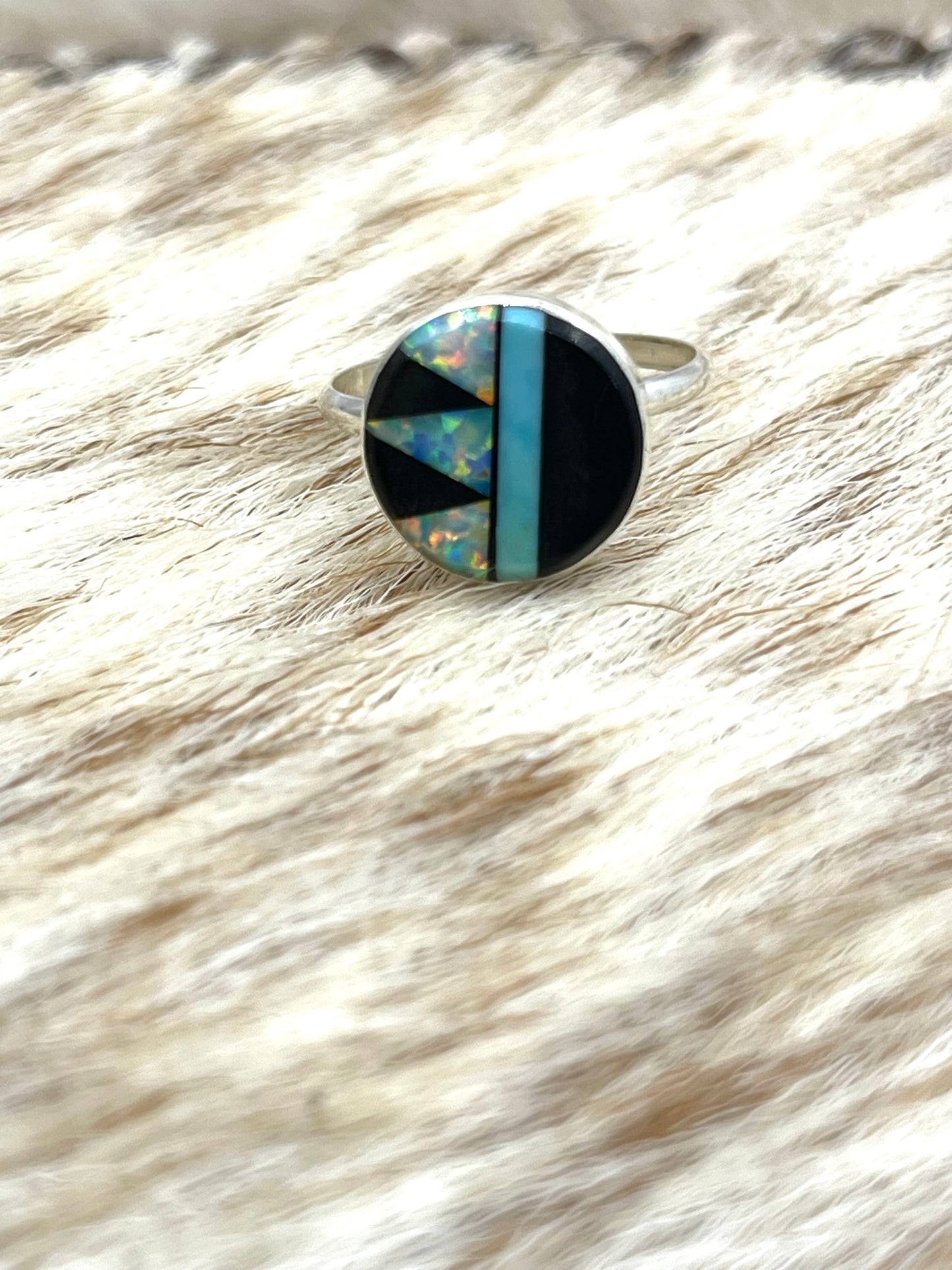 6.5 Round Inlay Ring by Tylena Martinez, Zuni