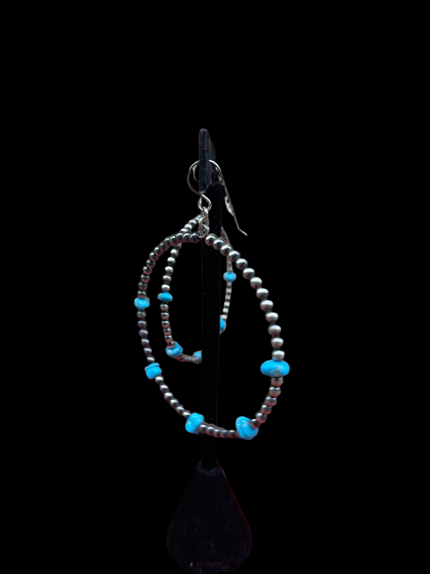 Navajo Pearl Hoops Chunk of Natural Sleeping Beauty