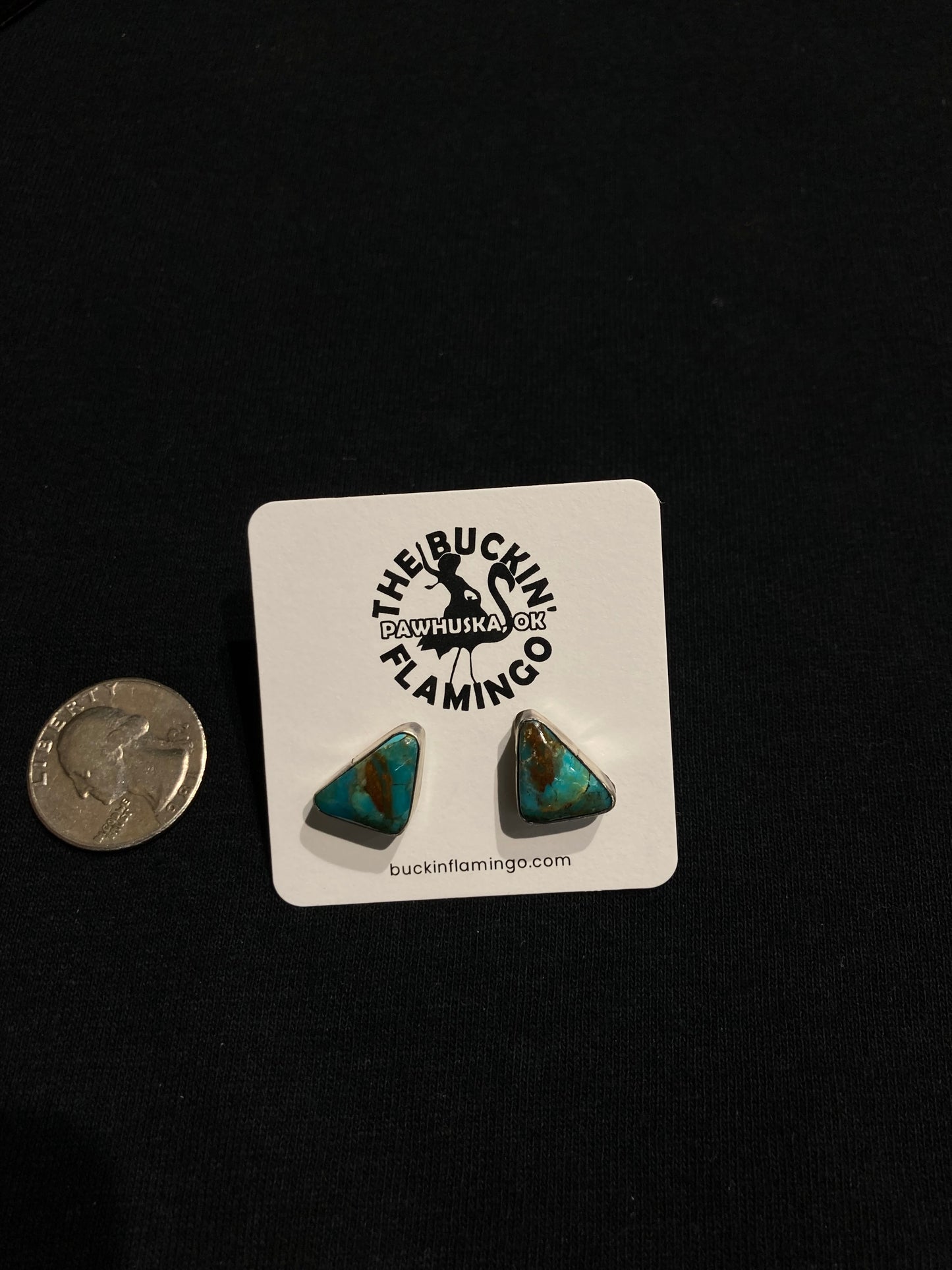 Turquoise Triangle Post Earrings by Sheryl Kee, Navajo