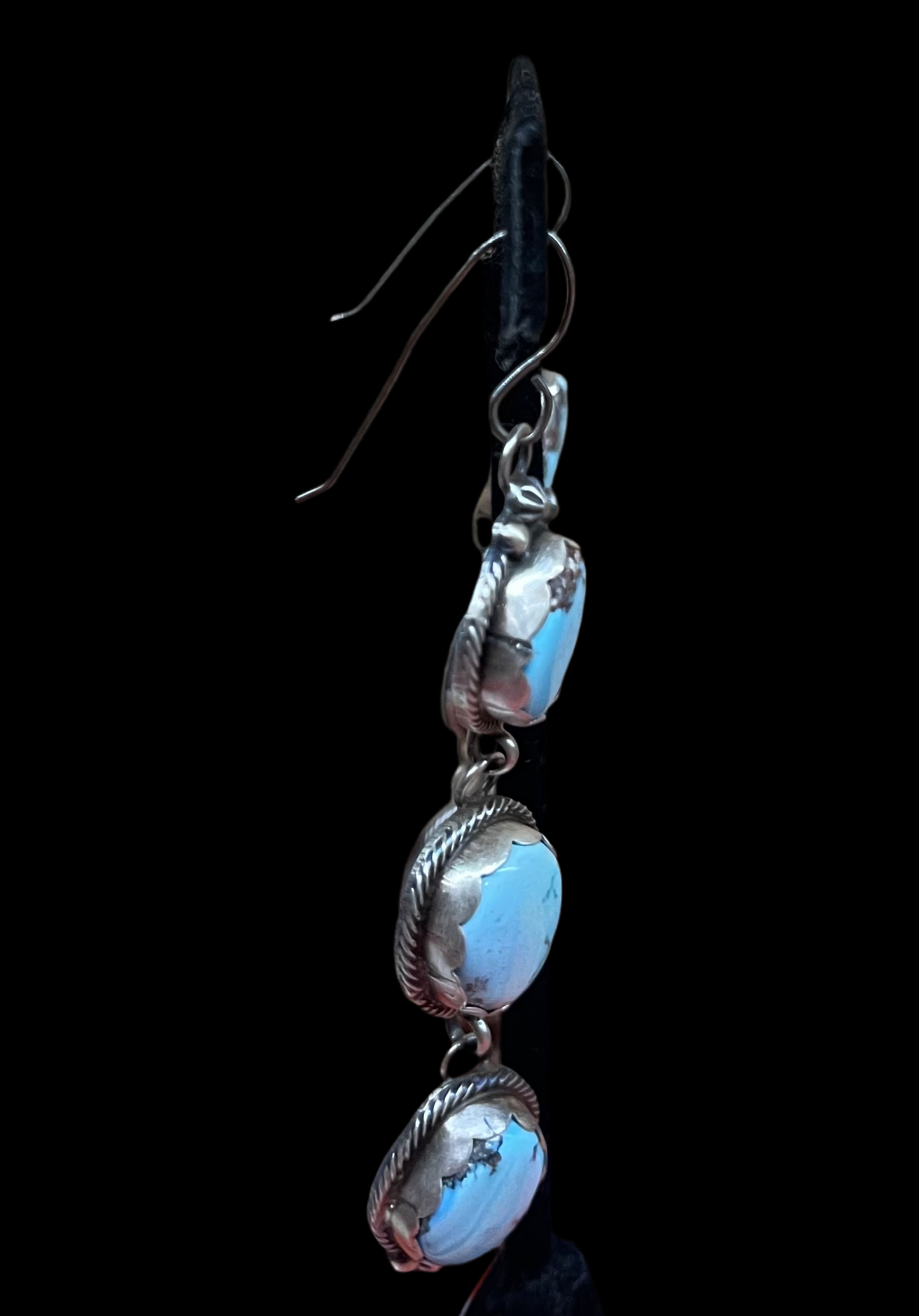 Golden Hills 3 Stone Hook Dangle Earrings by Richard Begay, Navajo