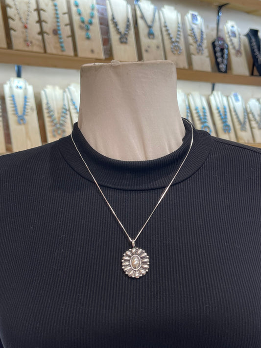 20" Chain with Silver Cluster Pendant by Jimson Berlin, Navajo