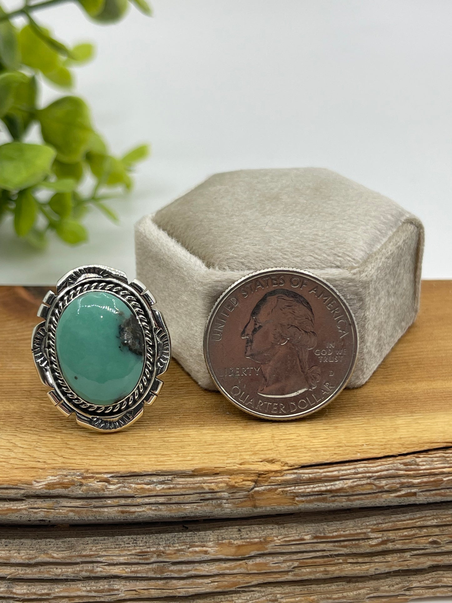 7.0 Kingman Turquoise Ring by Samuel Yellowhair, Navajo