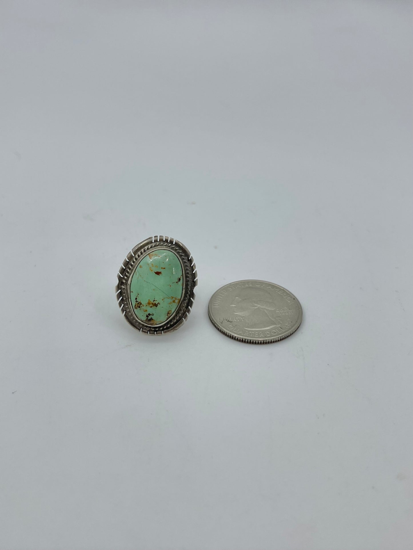 4.5 Oval Royston Turquoise Ring By Peggy Skeets Navajo