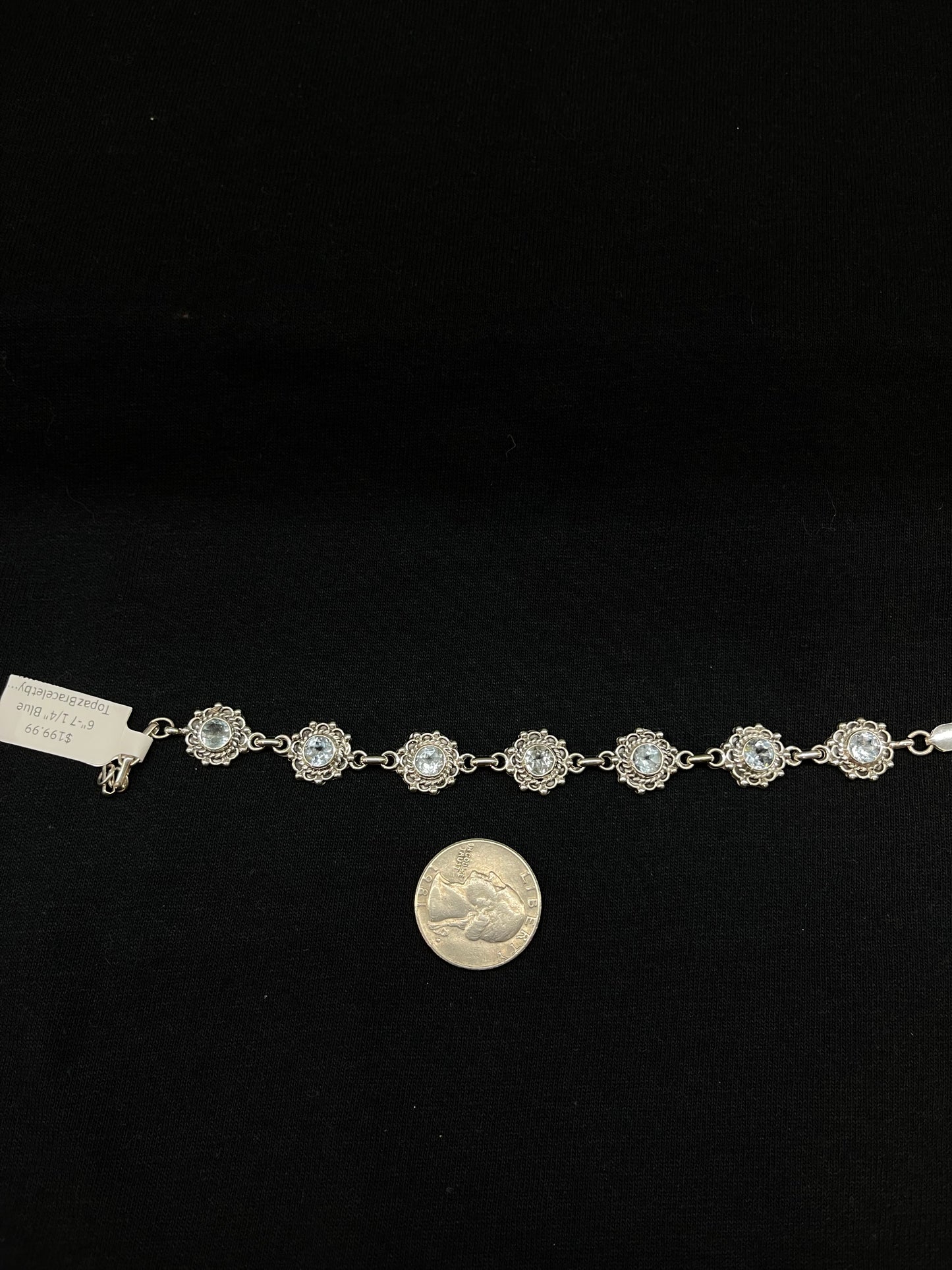 6"-7 1/4" Blue Topaz Bracelet by Charlene Yazzie, Navajo