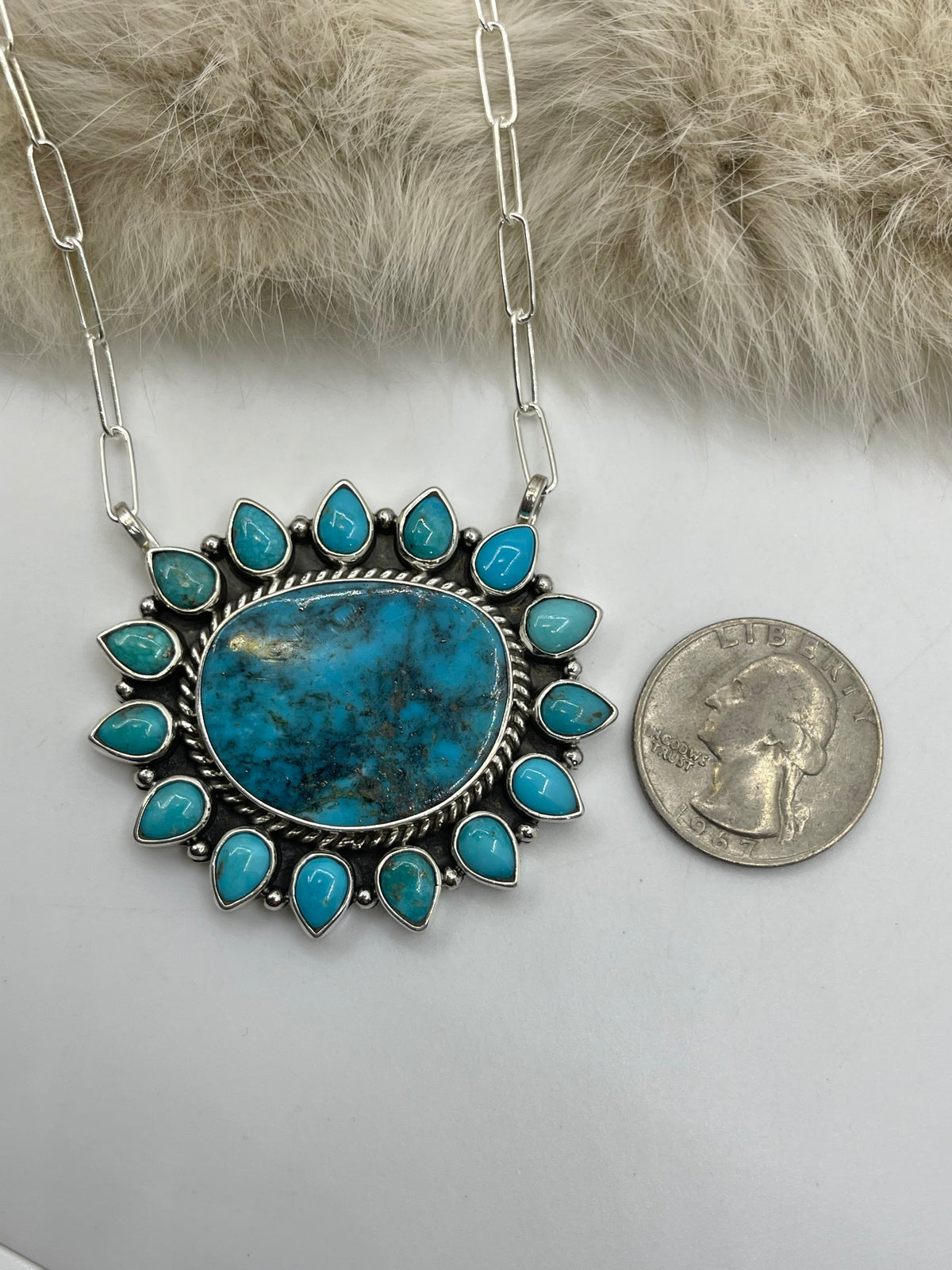 18" Turquoise Cluster Necklace