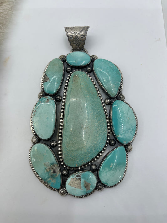 Turquoise Cluster Pendant by Jeff Largo, Navajo